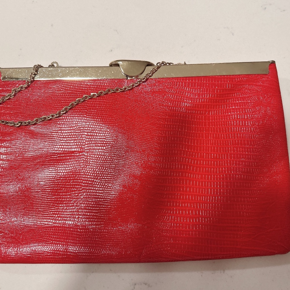Vintage  Etra Leather Faux Crocodile Clutch